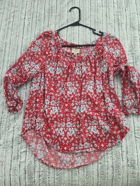 St. John's Bay Red Floral Peasant Tunic